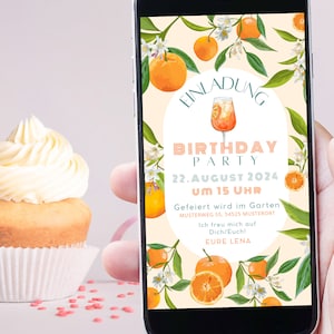Digitale Einladung Geburtstag | Stilvoll, witzig & spritzig, Aperol, Drink, Orange