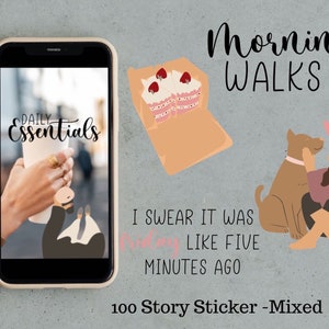 Instagram Story Sticker Mix Set | 100 colorful digital stickers, lettering & motifs, suitable for Instagram and Planner