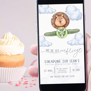 Invitation numérique pour anniversaires d'enfants, simple et rapide, lion, lune, aviateur, avion, volant, refonte pour autres événements, PDF