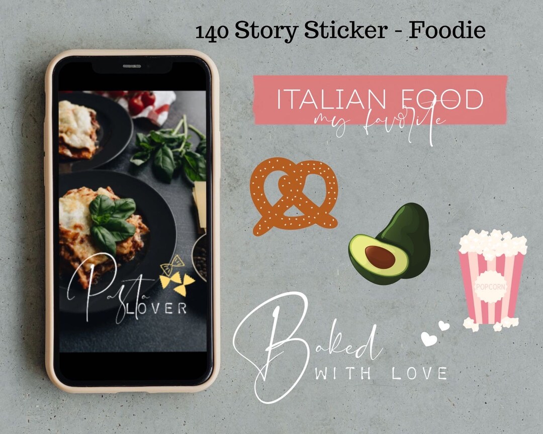Instagram Story Sticker Set Food Digital | 100 Designs & Sayings, for ...