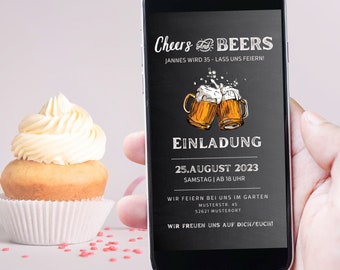 Digital invitation - personalized eCard birthday, invitation easy to send digitally quickly, summer, men, beer, party, garden