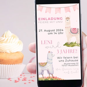 Digitale Einladung Kindergeburtstag | Alpaka Spaß für kleine Lama-Fans