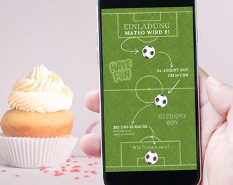 Digital invitation for a football-themed children's birthday party | Invitation for football fans, perfect for the World Cup, invitation for boys, sporty invitation