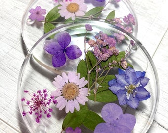 Purple floral handmade resin coasters, nanny, gift for mum, grandma gift, for nanny, mum gift, Mother’s Day gift, May birthday, for nana