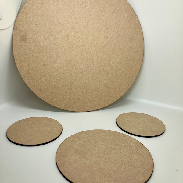 Wooden MDF Circles - Plain Laser Cut Blanks - Round Craft Shapes - Embellishments -Card Making - Mandela template - 3mm MDF Tags