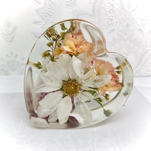 Flower preservation, 8cm heart, pressed flower, wedding flower preservation, funeral flower preservation, wedding gift
