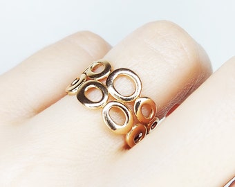 Gold Bubble Ring, 14K Solid Gold Circle Ring,  Boho Chic Ring,  Everyday Jewelry