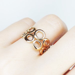 Gold Bubble Ring, 14K Solid Gold Circle Ring,  Boho Chic Ring,  Everyday Jewelry