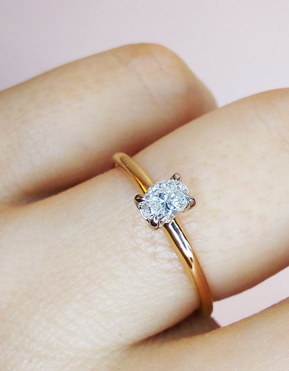 Simple engagement ring, dainty engagement rings for women, minimalist  engagement ring | R 307WD