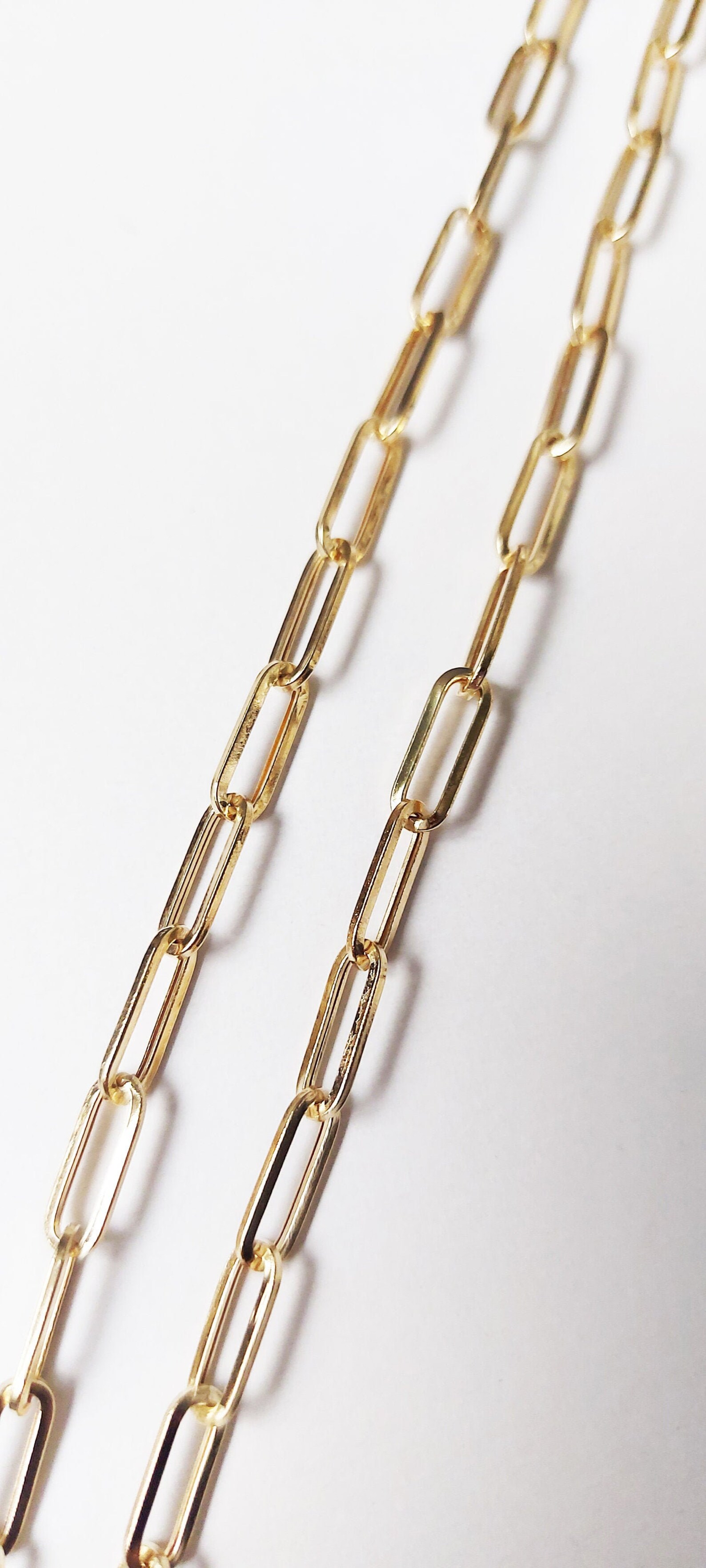 5 Mm 14K Solid Gold Paperclip Necklace / Paperclip Chain With Etsy