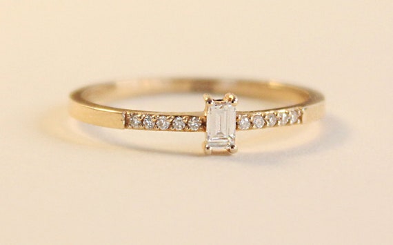 Baguette diamond engagement sale ring