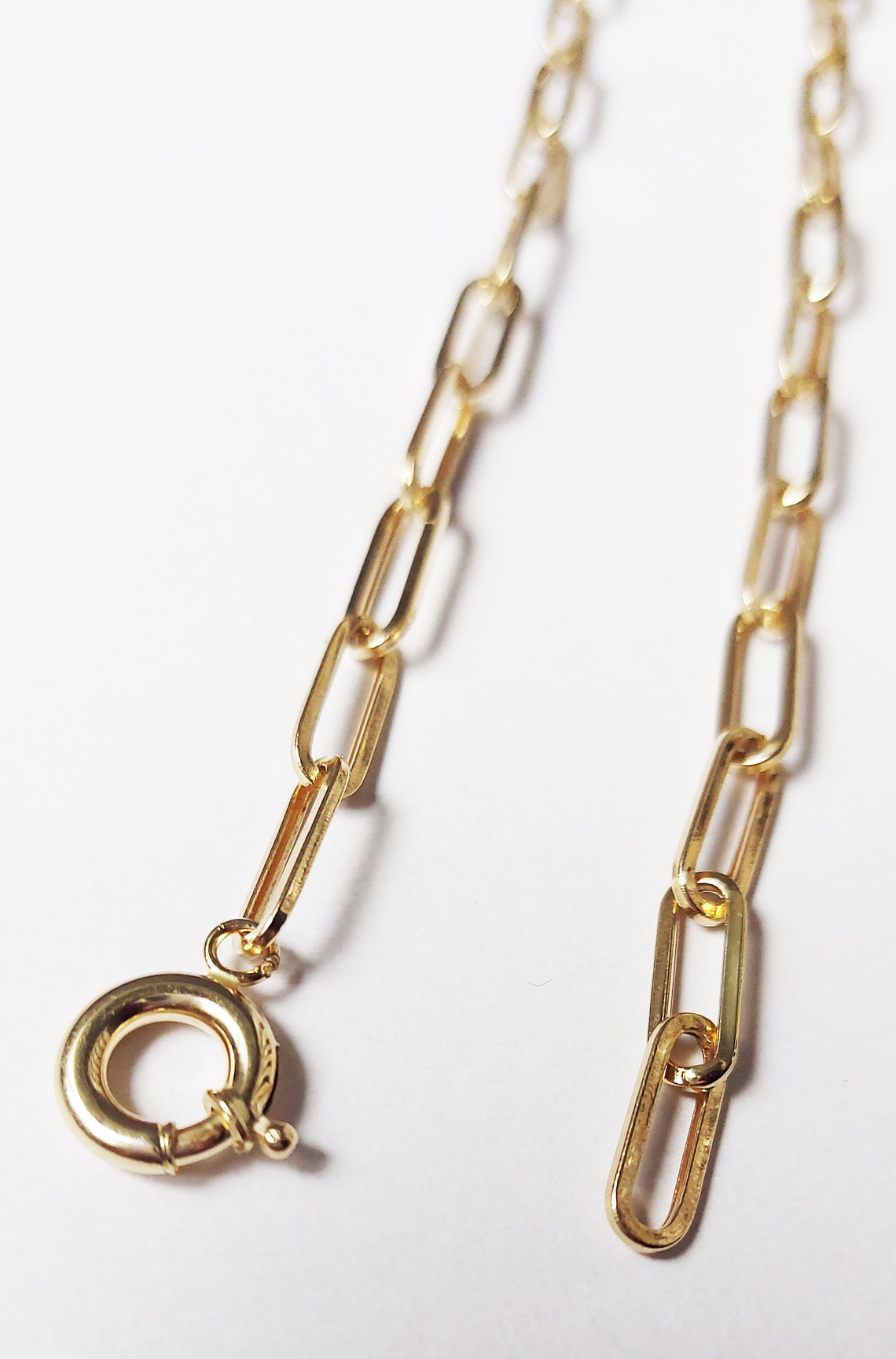 14K Solid Gold Paperclip necklace / Paperclip chain with Etsy