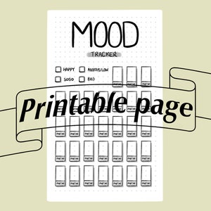 A5 Printable Bullet Journal, Mood Tracker, Customisable Colour Code, Premade, Journal Kit