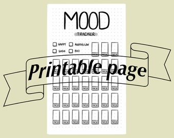 A5 Printable Bullet Journal, Mood Tracker, Customisable Colour Code, Premade, Journal Kit
