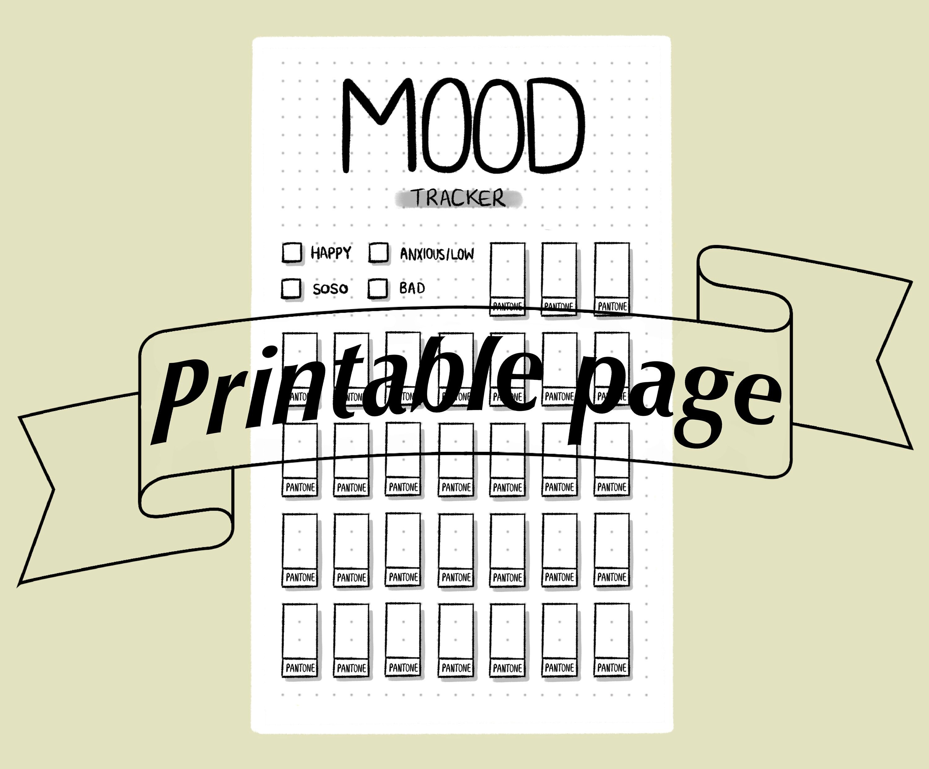 A5 Printable Bullet Journal, Mood Tracker, Customisable Colour Code ...