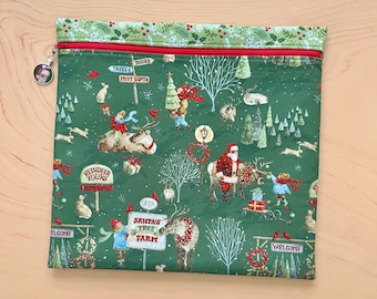 Bolsa para proyectos navideños de punto de cruz