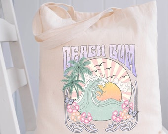 Beach Bum Tote, Tote Bag, Canvas Tote, Grocery Bag, Market Bag, Aesthetic Bag, Canvas Bag, Eco Tote, Eco Bag