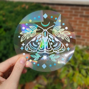 Moth Suncatcher, Rainbow Decal, Rainbow Maker, Suncatcher Sticker, Rainbow Sticker, Window Decal, Butterfly Hologram