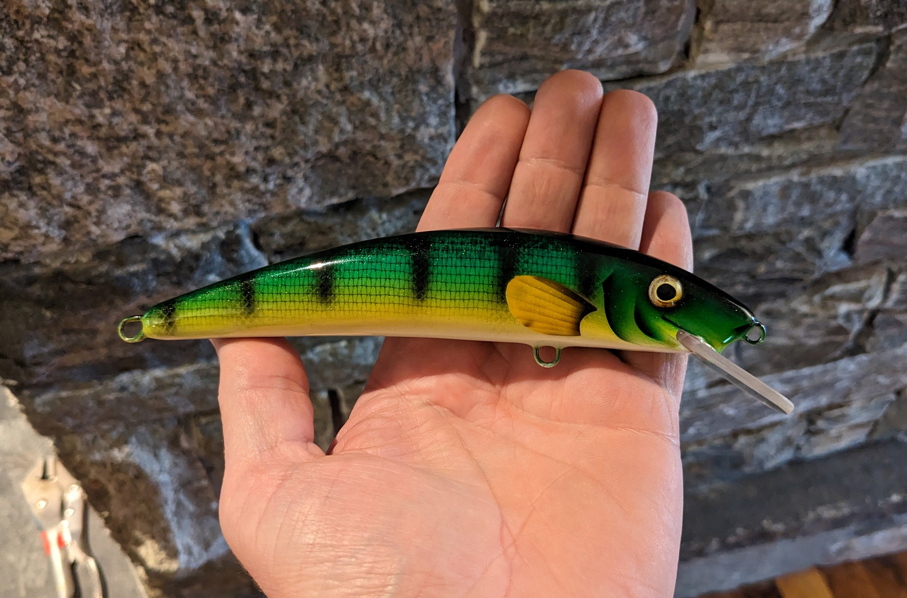 Leurre De Pêche Bois 6" Musky - Jerkbait Crankbait Vert - Occasion Fonctionnel