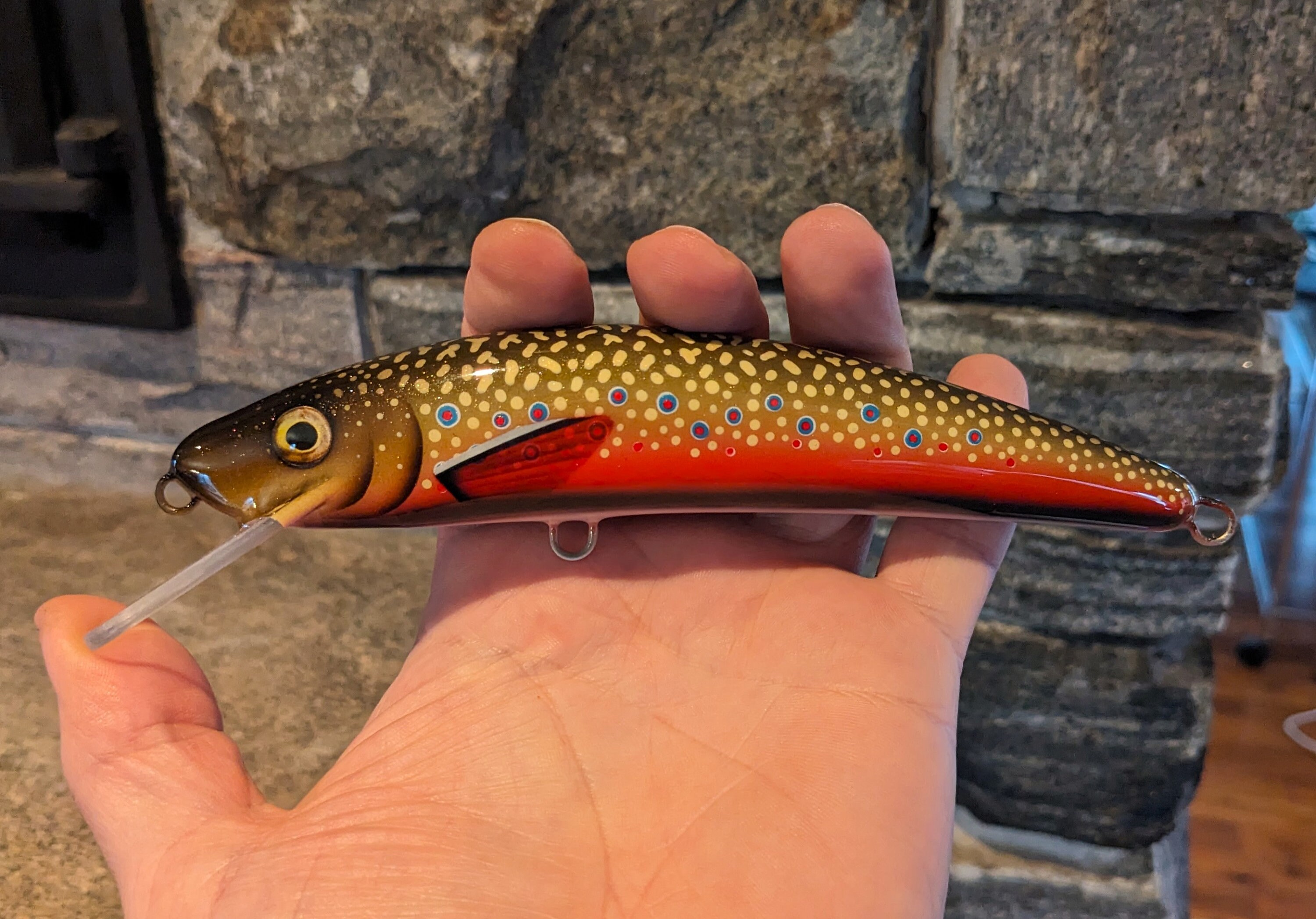 6 1/2 Wooden Brook Trout Jerkbait Fishing Lure for Musky, Pike and