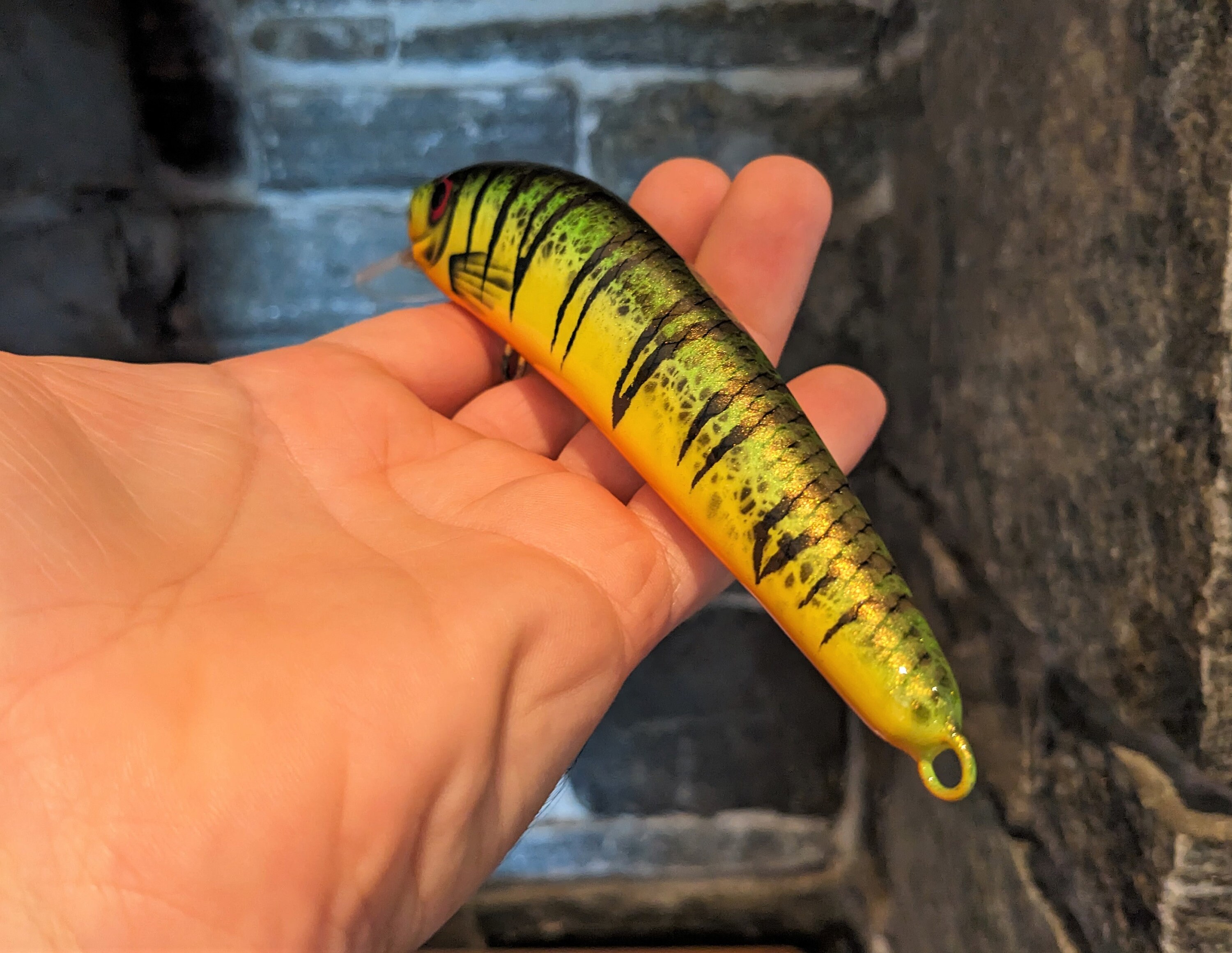 Leurre De Pêche Musqué En Bois - Jerkbait Crankbait 6 Pouces - Coloris Vert