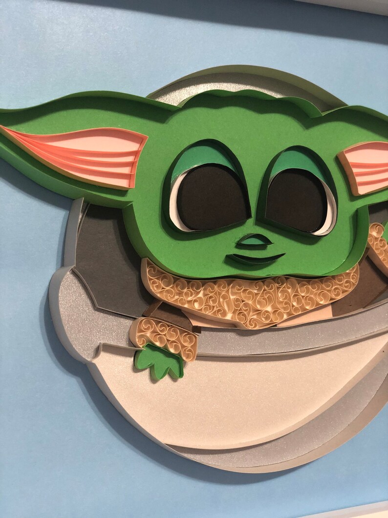Framed Baby Yoda Paper Quilling Art Handmade Free Etsy