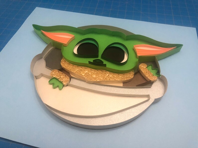 Framed Baby Yoda Paper Quilling Art Handmade Free Etsy