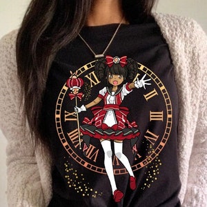 Black Girl Lolita Shirt Clock Queen Women Lolitafashion Princess Court Dress Cosplay Anime Time Bows,Lolita Gifts, Red New Years Eve Gold