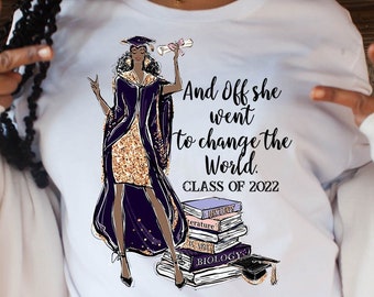 Class of 2024 Black Girl Graduation Shirt,Change The World,College Seniors 2024 High School,Black Daughter Graduation Gift HBCU Sorority