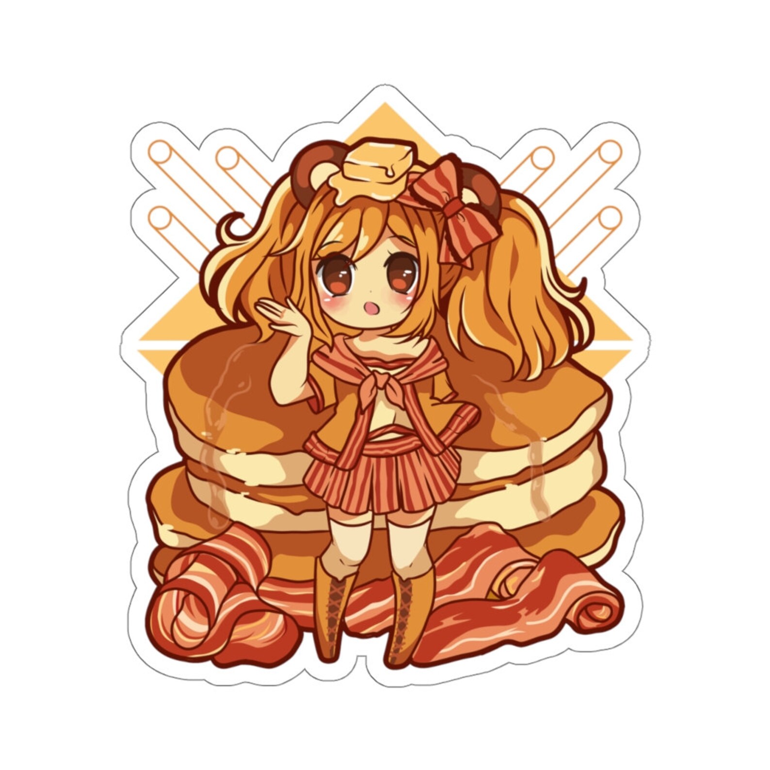 Pancakes and Bacon Chibi Sticker Chibbi Anime Decal Chibi Etsy