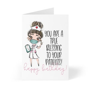 Cartão de aniversário de enfermeira, verdadeira bênção para os pacientes, cartão de aniversário feito à mão para mulheres, cartão de aniversário de enfermeira, esposa, colega de trabalho, mãe, presentes de enfermeira, cartões de enfermeira