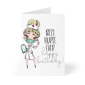 Melhor Enfermeira de Todos os Tempos, Cartão de Aniversário para Enfermeira, Cartão de Aniversário para Mulheres, Cartão de Aniversário para Enfermeira, Esposa, Colega de Trabalho, Mãe, Presentes para Enfermeira, Cartões para Enfermeira RN Loira Premium