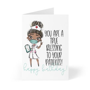 Cartão de aniversário para enfermeira negra, cartão de feliz aniversário para mulheres, cartão de aniversário para enfermeira, esposa, colega de trabalho, mãe, presentes para enfermeira negra