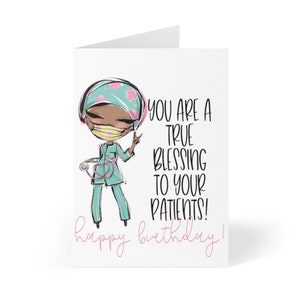 Cartão de aniversário de enfermeira ou médico negro, cartão de feliz aniversário para mulheres, aniversário de saúde, esposa, colega de trabalho, filha, mãe, médica, cirurgiã, médica, enfermeira