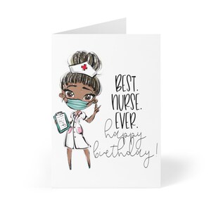 A melhor enfermeira de todos os tempos, cartão de aniversário de enfermeira, cartão de aniversário feminino, cartão de aniversário de enfermeira preta, esposa, colega de trabalho, mãe, presentes de enfermeira preta, cartões de enfermeira premium