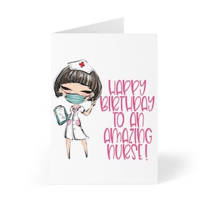 Cartão de aniversário de enfermeira incrível, cartão de aniversário feminino, cartão de aniversário de enfermeira, esposa, colega de trabalho, mãe, presentes de enfermeira, cartões de enfermeira RN Asiático Latina feito à mão