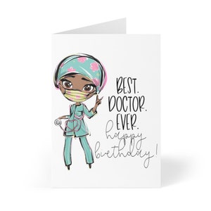 Melhor médico de todos os tempos, cartão de aniversário de médico, cartão de feliz aniversário para mulheres médicas, aniversário de médico, esposa, colega de trabalho, filha, mãe, médico negro MD