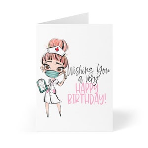 Cartão de aniversário de enfermeira, cartão de aniversário feminino, cartão de aniversário de enfermeira, esposa, colega de trabalho, mãe, presentes de enfermeira, cartão de enfermeira desejando cabelo vermelho ruivo feito à mão