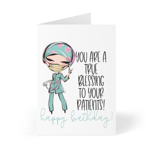 Cartão de aniversário de enfermeira ou médico, cartão de feliz aniversário para mulheres, aniversário de saúde, esposa, colega de trabalho, filha, mãe, médico, cirurgião, esfrega