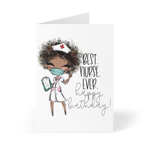 Melhor Enfermeira de Todos os Tempos Cartão de Aniversário de Enfermeira Cartão de Feliz Aniversário para Mulheres Negras, Cartão de Aniversário de Enfermeira Negra, Esposa Colega de Trabalho Mãe, Presentes de Enfermeira Negra
