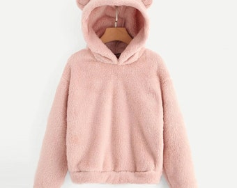 fluffy hoodie with ears