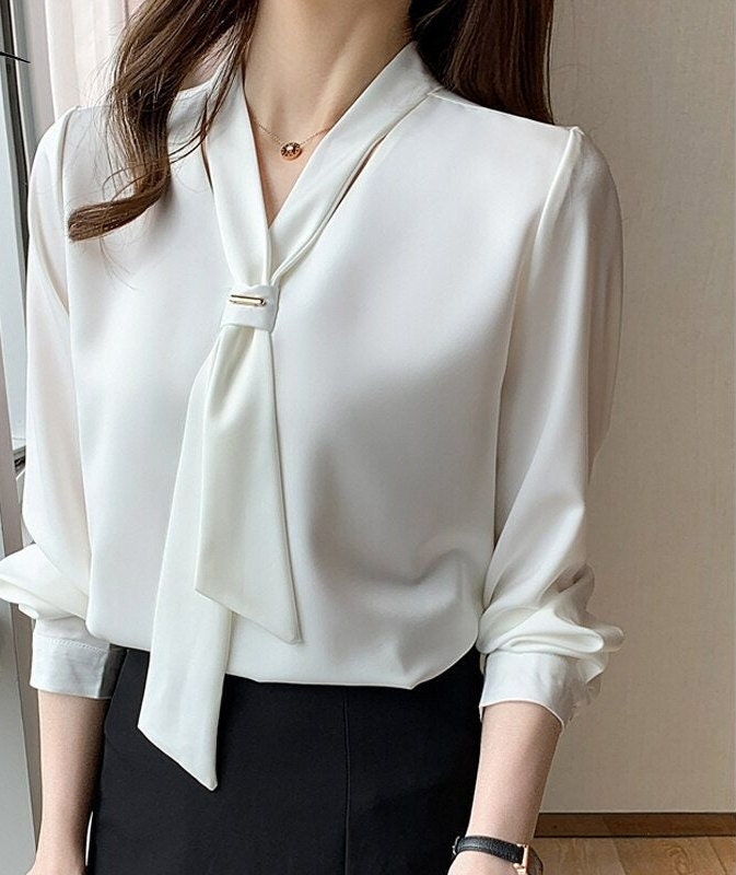 Dark Academia Clothing Blouse and Tops Office Long Sleeve - Etsy
