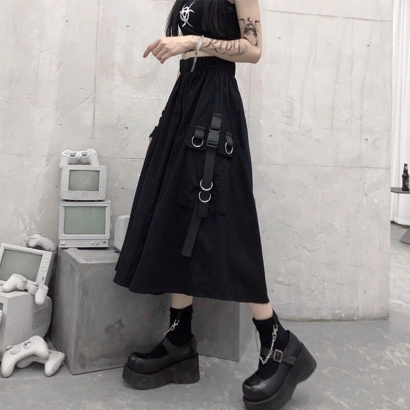 High Waist Cargo Skirts Woman Harajuku 2021 Loose Aline Etsy