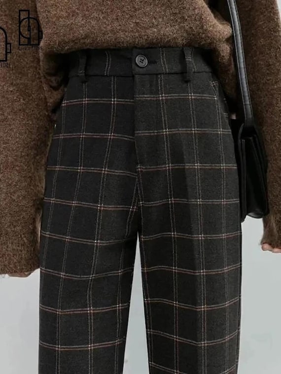 PantalÓn de cuadros de tela fluida Azul Mujer | Pantalones y Chinos  Benetton » Obpmu