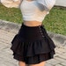 Cute Black pleated ruffle mini skirt - gothic high waist short layered skirt - goth clothing 