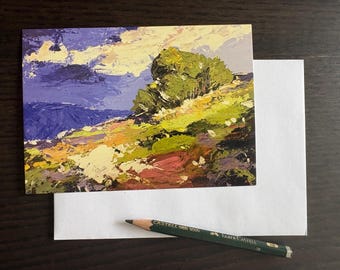 Tarjeta postal acrílica con paisaje, tamaño A6, para pintar.