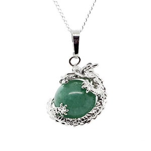 Sphere Green Aventurine Crystal Necklace Silver Chinese Dragon Small Ball Pendant Healing Gemstone Green Aventurine Birthday Gift For Her UK