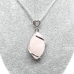 Silver Heart Natural Rose Quartz Crystal Necklace Minimalist Pendant Cute Pink Healing Libra Gemstone Rose Quartz Necklace Gift For Her UK