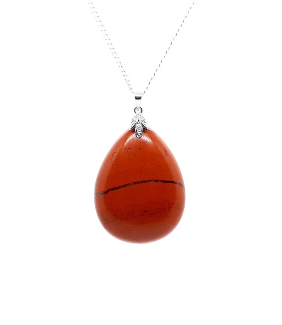 Large Teardrop Natural Red Jasper Crystal Necklace Pendant - Red Jasper Pendant Uk Large Teardrop Natural Red Jasper Crystal Necklace Pendant - Red Jasper Pendant Uk