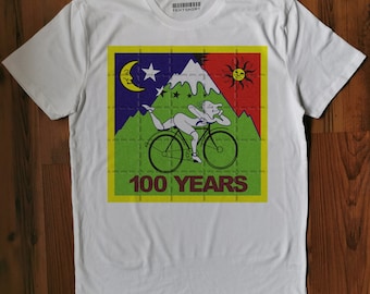 Camiseta de LSD Hofmann con arte ciclista, camiseta de algodón única y hecha a mano